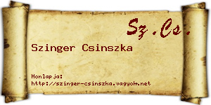 Szinger Csinszka névjegykártya
